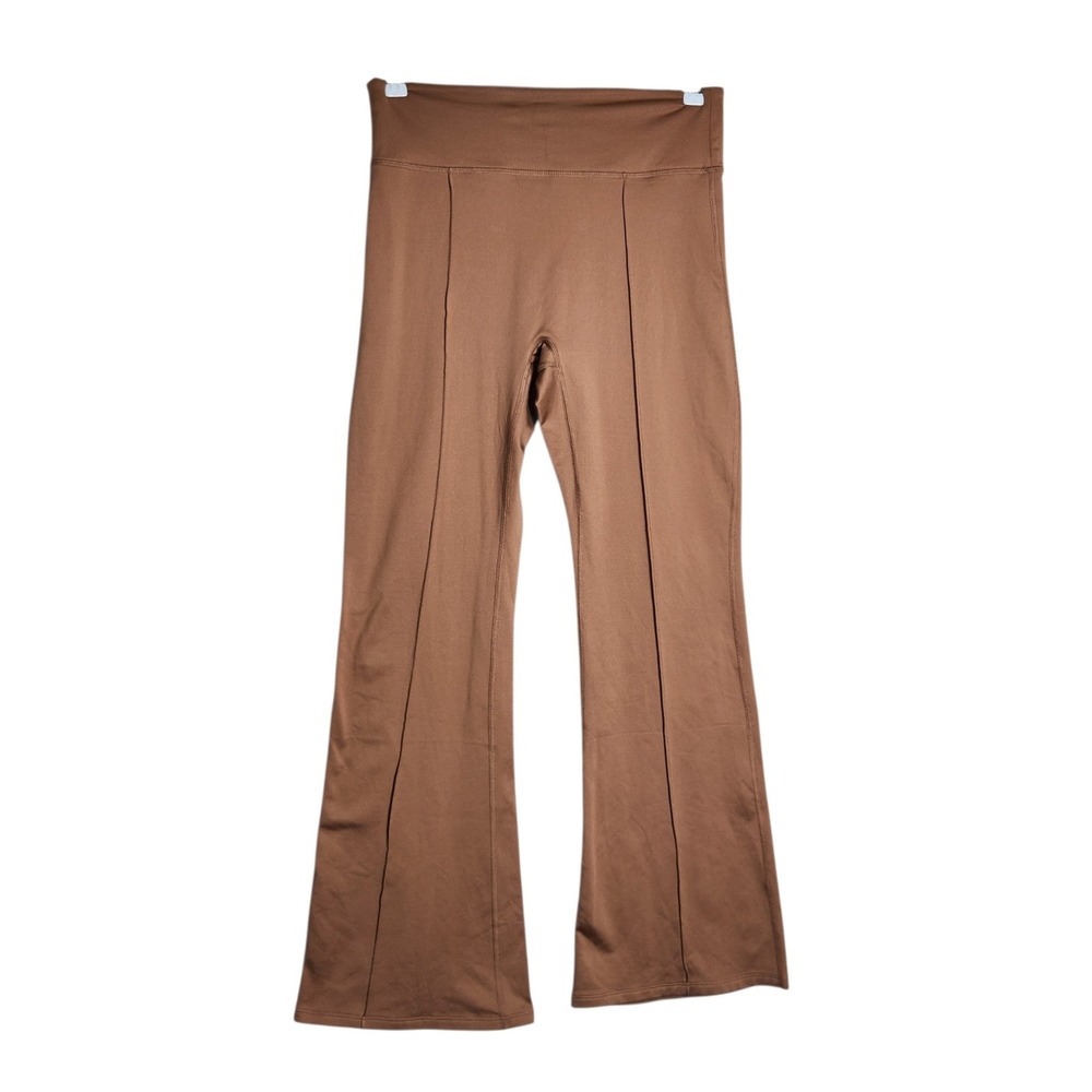 Victoria's Secret PINK Flare Leggings Brown Pintuck Seam High Waist Large